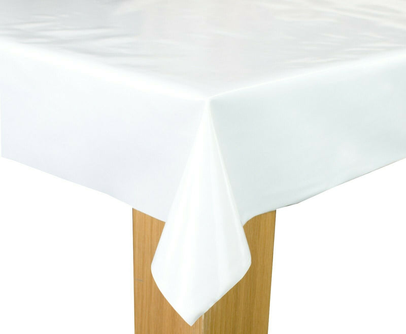 Plain White Wider Width PVC Vinyl Oilcloth Tablecloth 160cm extra wide