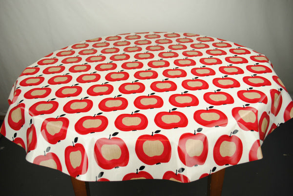 Pomme White Oilcloth Tablecloth ROUND 120cm Prestigious  - Warehouse Clearance