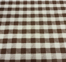 Brown Classic Gingham Check  PVC Vinyl Tablecloth 20 Metres x 140cm