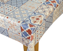 Porto Tiles Chambray Blush Rustic Vinyl Oilcloth Tablecloth