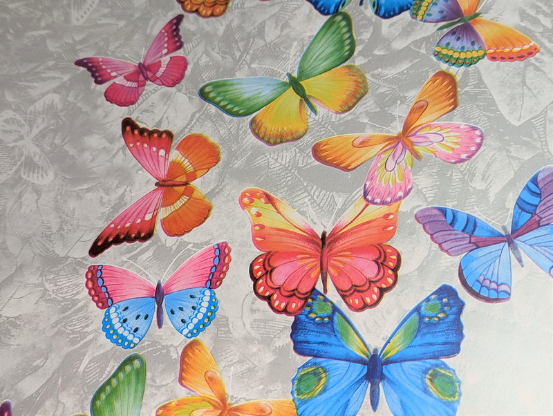 Rainbow Butterflies Vinyl Oilcloth Tablecloth