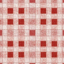 Red Beige Linen Look Check Vinyl Oilcloth Tablecloth