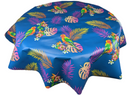Jungle Parrots Navy Blue Vinyl Oilcloth Tablecloth