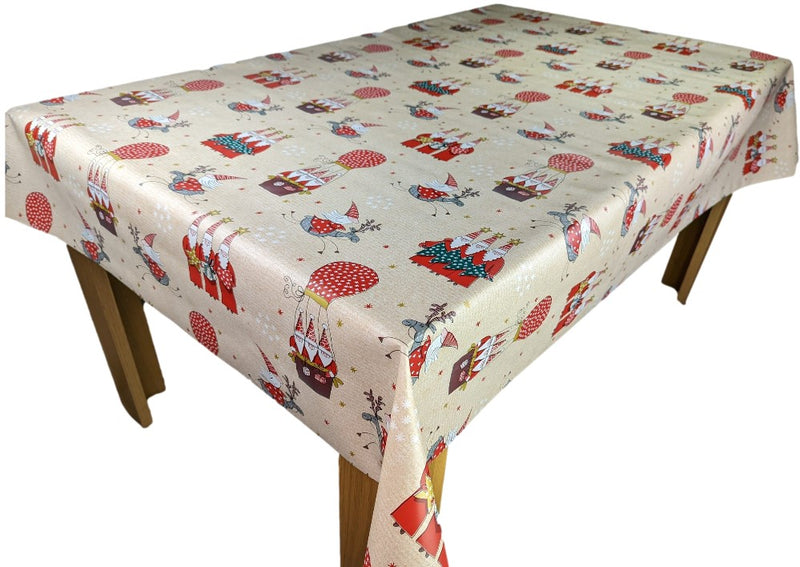 Santa Lapland Cream Vinyl Oilcloth Tablecloth