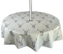 Highland Stag Tablecloth with Parasol Hole Wipe Clean Tablecloth Vinyl PVC Round 138cm
