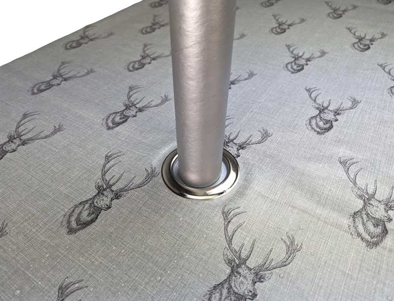 Highland Stag Tablecloth with Parasol Hole Wipe Clean Tablecloth Vinyl PVC 140cm x 140cm