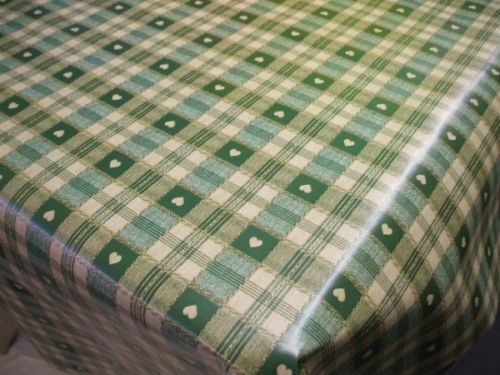 Sweetheart Check Green 120cm x 120cm vinyl tablecloth- Warehouse Clearance