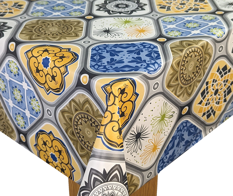 Tangier Tiles Multi Vinyl Oilcloth Tablecloth