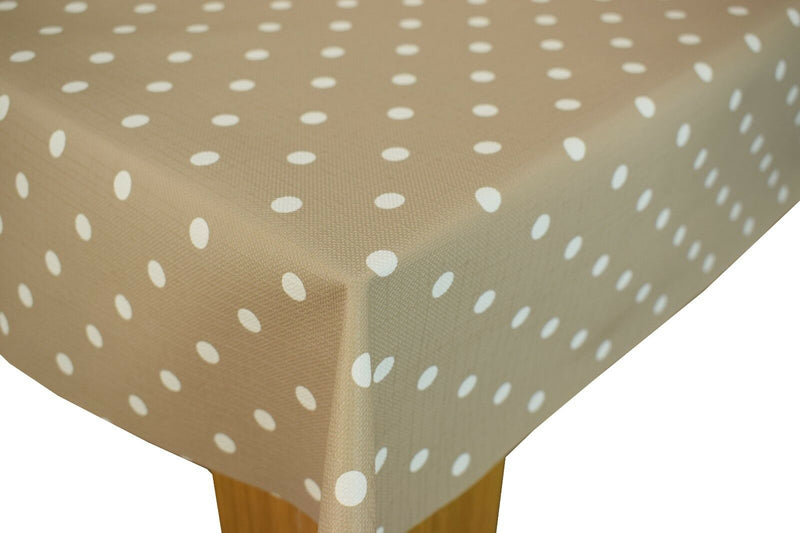 Taupe Polka Dot Tex Vinyl Oilcloth Tablecloth