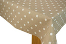 Taupe Polka Dot Tex PVC Vinyl Tablecloth 20 Metres x 140cm