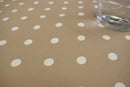 Taupe Polka Dot Tex PVC Vinyl Tablecloth 20 Metres x 140cm