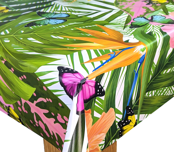 Tropical Rainforest Butterfly Multi Vinyl Tablecloth