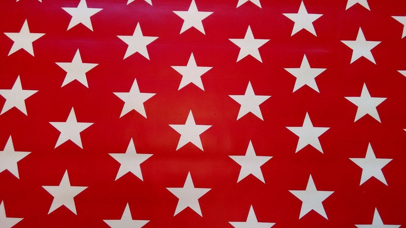 USA Stars Red  PVC Vinyl Tablecloth 20 Metres x 140cm