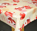 Vintage Tea Time Red PVC Vinyl Tablecloth 20 Metres