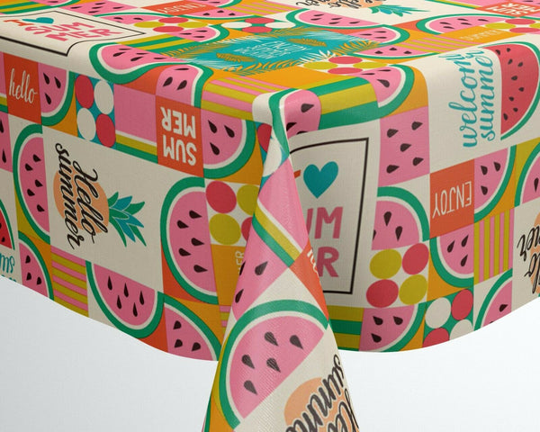 Watermelon Summer Vinyl Oilcloth Tablecloth