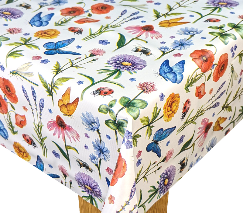 Wildflower Meadow Parasol Hole Wipe Clean Tablecloth Vinyl PVC 300cm x 140cm