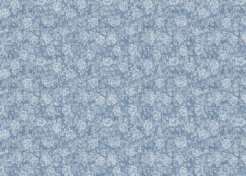 Windsor Rose Blue Linen Look PVC Vinyl Tablecloth 20 Metres x 140cm