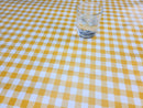 Small Yellow White Gingham Vinyl Oilcloth Tablecloth