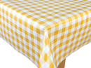 Small Yellow White Gingham Vinyl Oilcloth Tablecloth