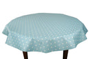 Duck Egg Blue Polka Dot Vinyl Oilcloth Tablecloth